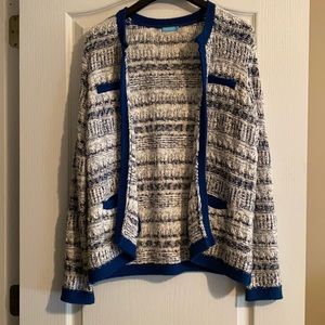J. McLaughlin Blue & White Sweater